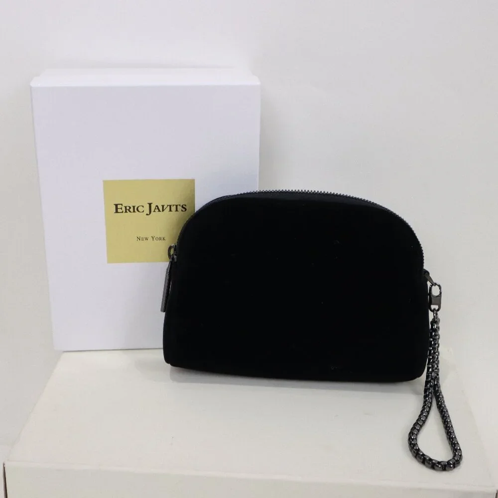 ❄️ Eric Javits Black Velvet Clutch Wristlet NIB Purse Evening Handbag Formal